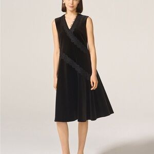 ADEAM Intermix “Ashlee” black velvet lace sleeveless swing dress 2 8 10